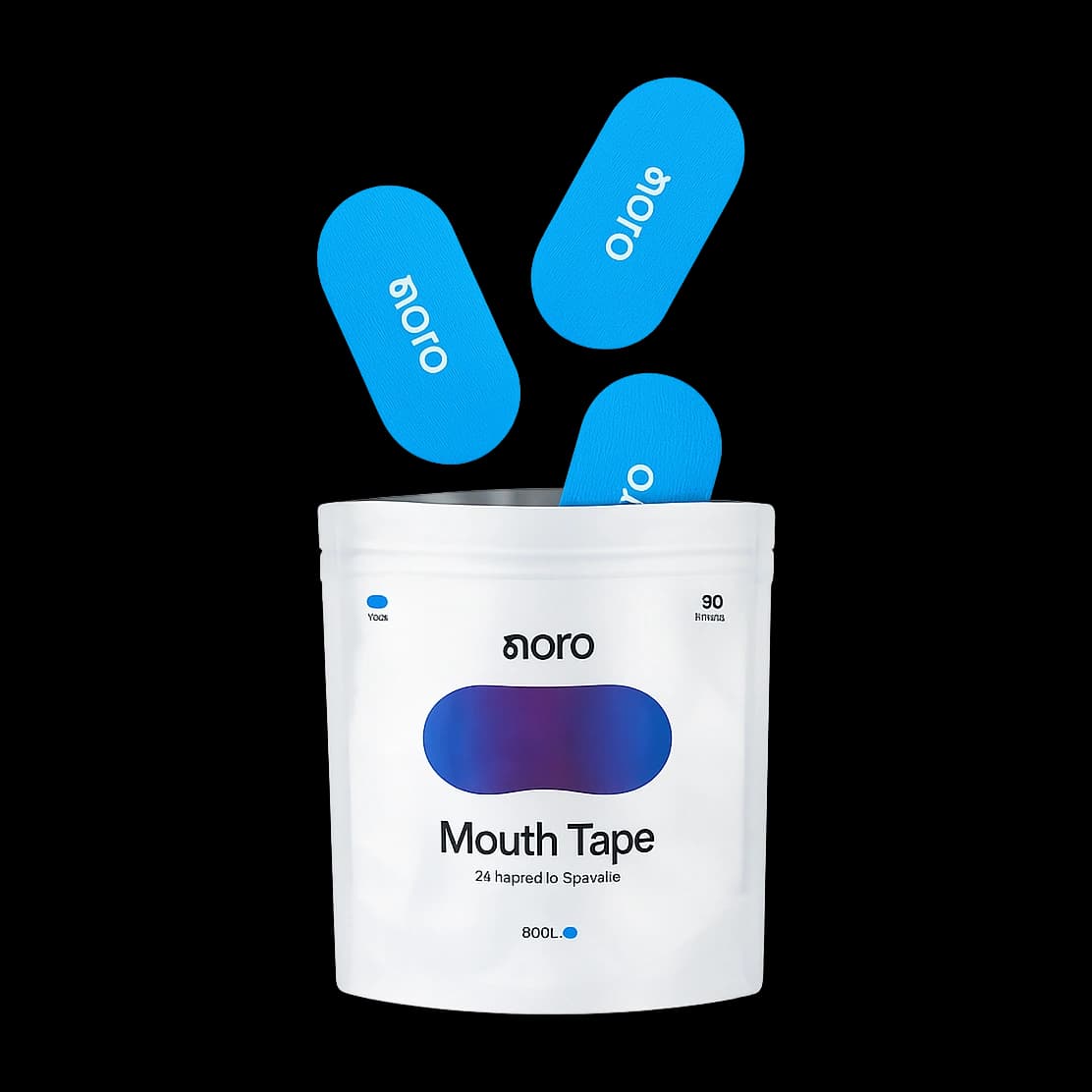 Noro Mouth Tape, belo pakovanje sa tri plave trakice za usta